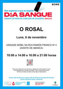 Unha unidade móbil de doazón de sangue chega ao Rosal este luns 6 de novembro