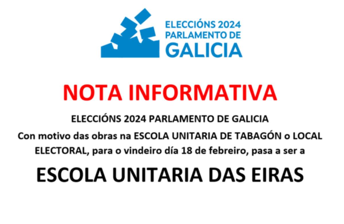 Aviso eleccións ao Parlamento de Galicia 2024.